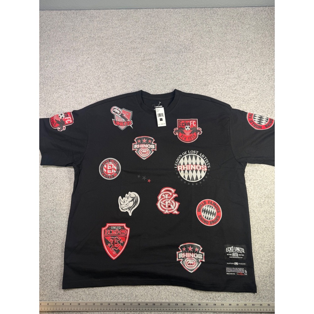 Ecko Unltd Mens Graphic T-Shirt Black All Over Print Rhinos EO15K1983 Large
